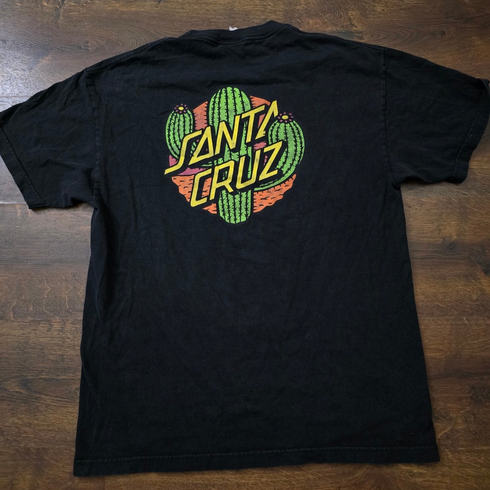 Vintage Santa Cruz Skateboards Mens Cactus Dot Graphic T-Shirt Black Skate Tee